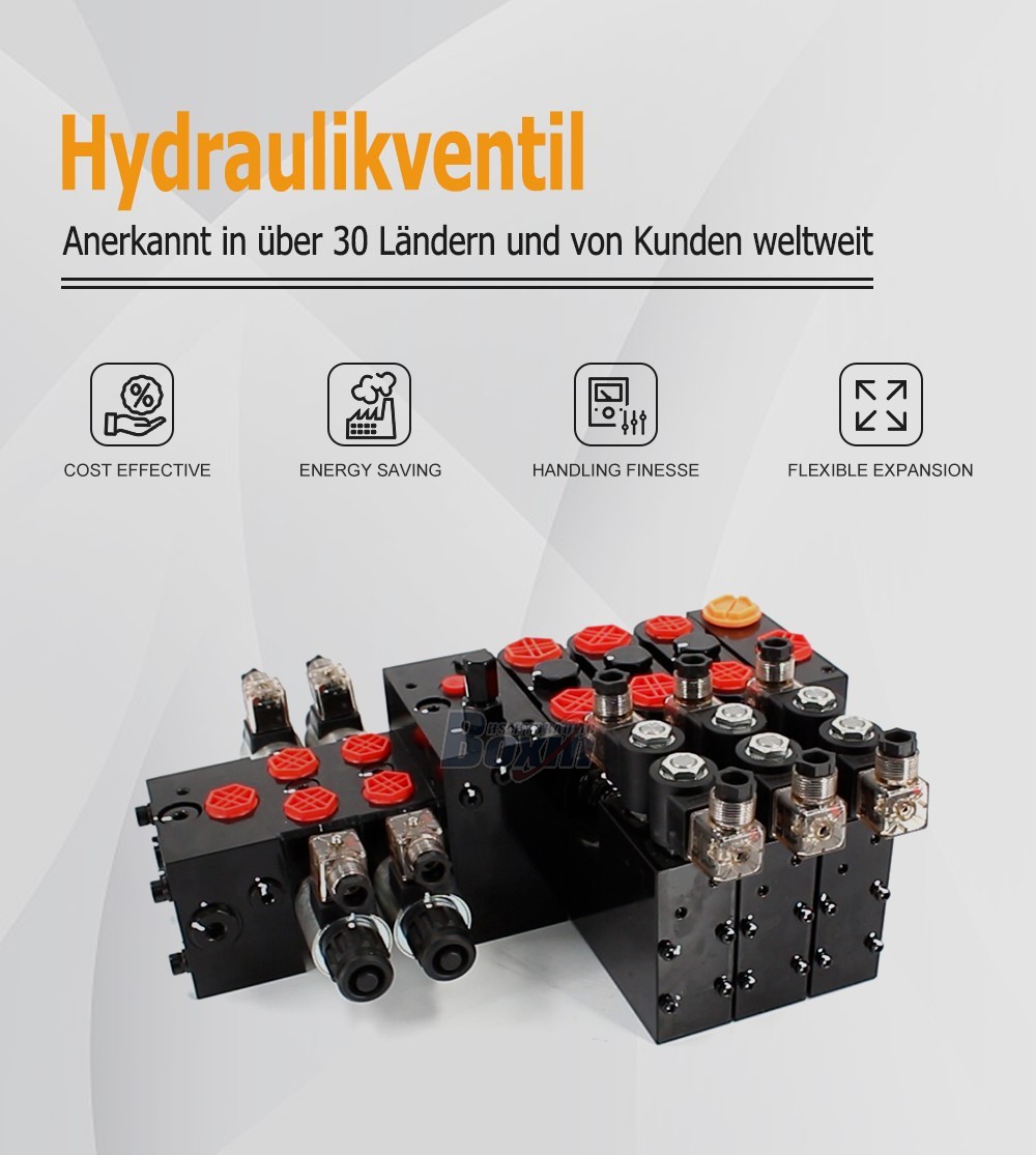 Solenoid Operated 6 Spool Hydraulic Sectional Valve DCV100E DCV58